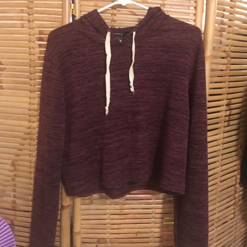 New Maroon crop top soft hoodie